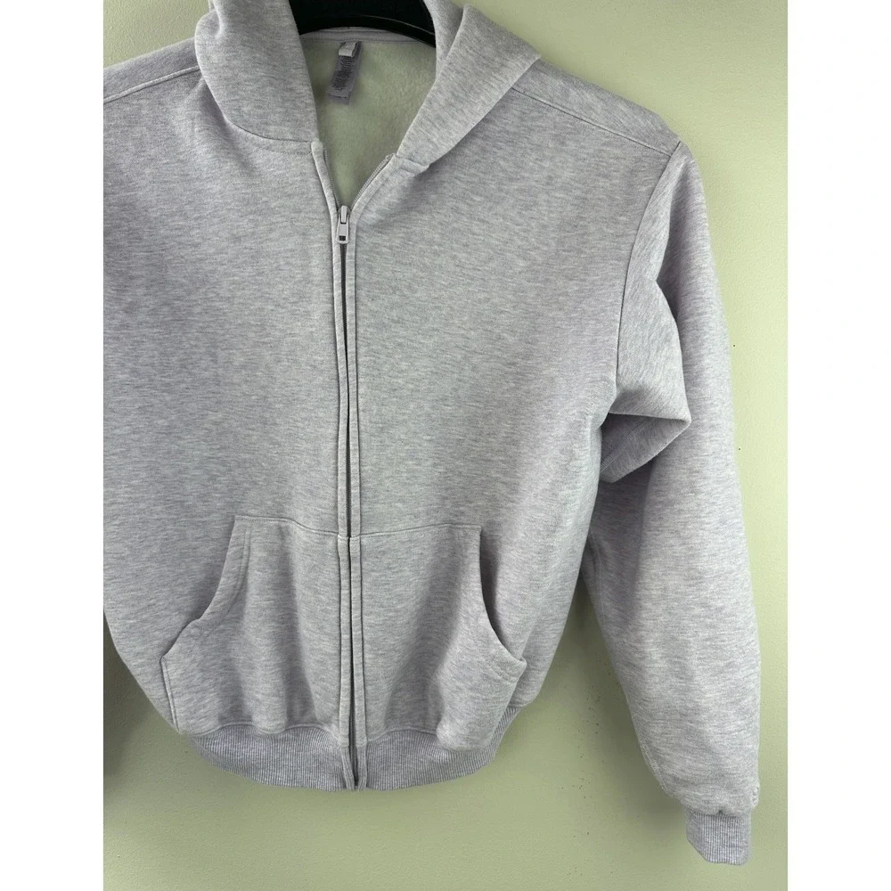 SKIMS Limited Edition Cotton Fleece Cropped Full Zip Up Hoodie Purple Heather M - Picture 7 of 16